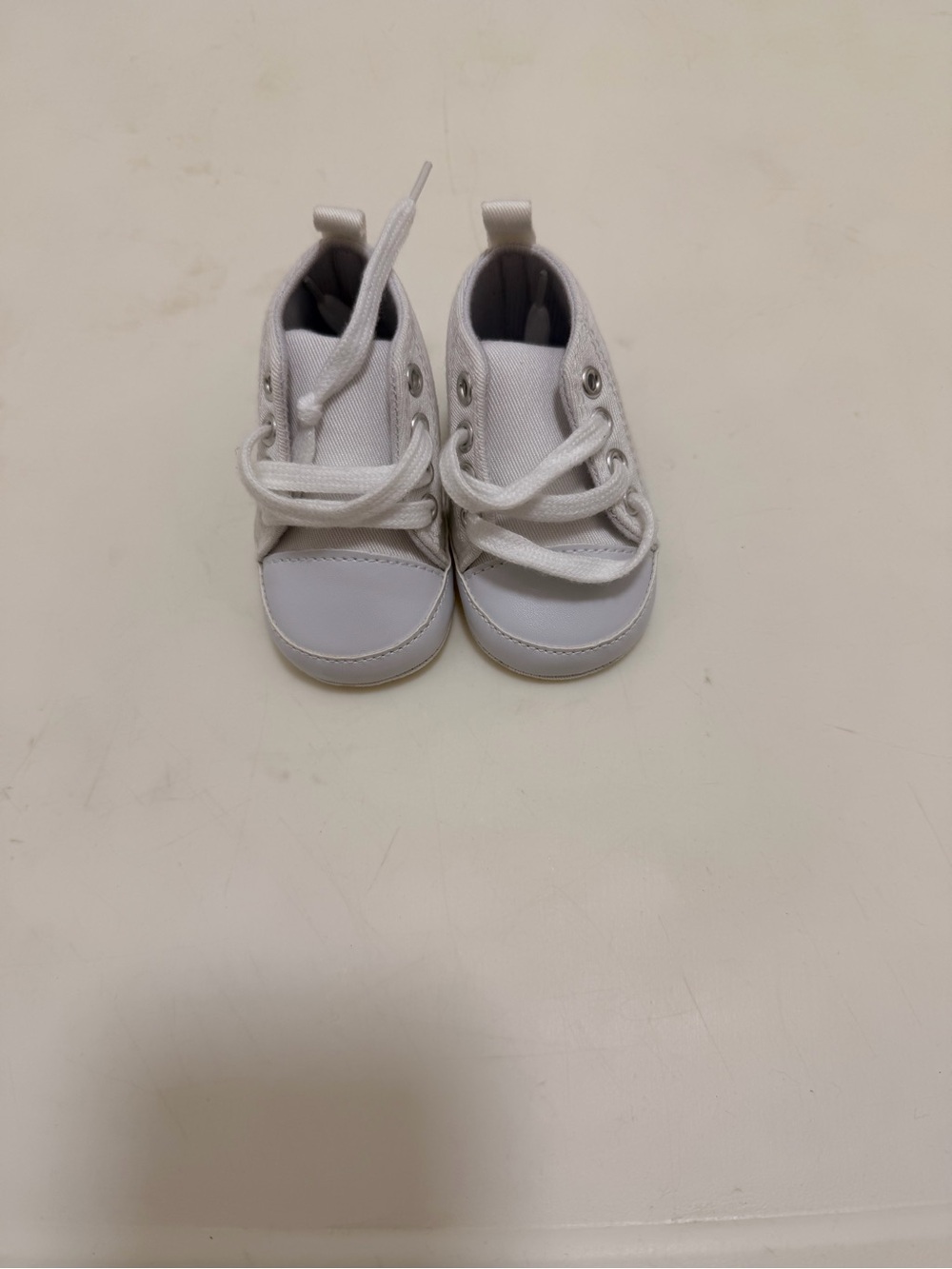 Classic White Baby Walker Sneakers with Lace-Up Closure
